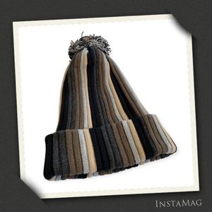 NEW YORK CITY MoMA Multi-Striped Pom Knit Beanie